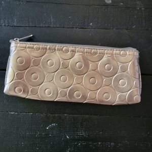 Trendies Metallic Rose Gold Sunglass Case Sunglasses Bag Circle Pattern